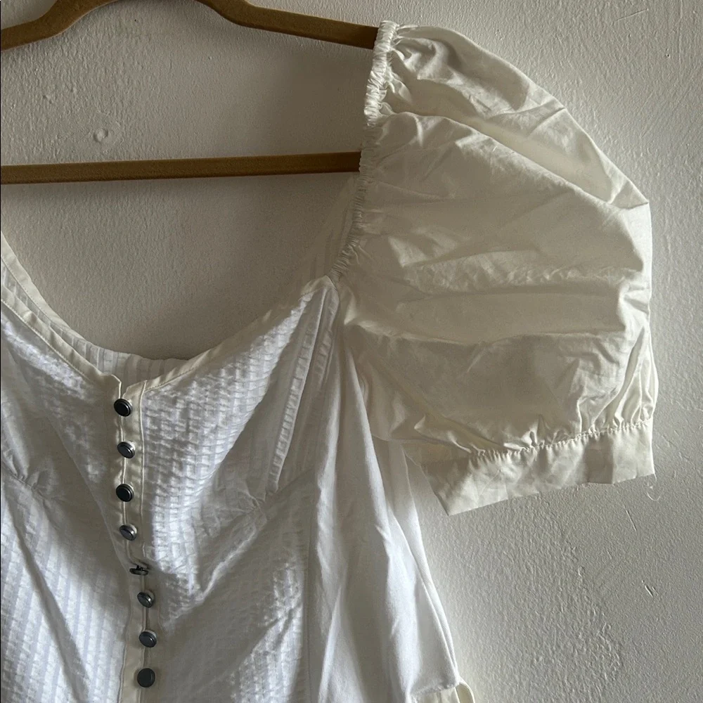 Maeve Puff-Sleeve White Sweetheart Top Size XS